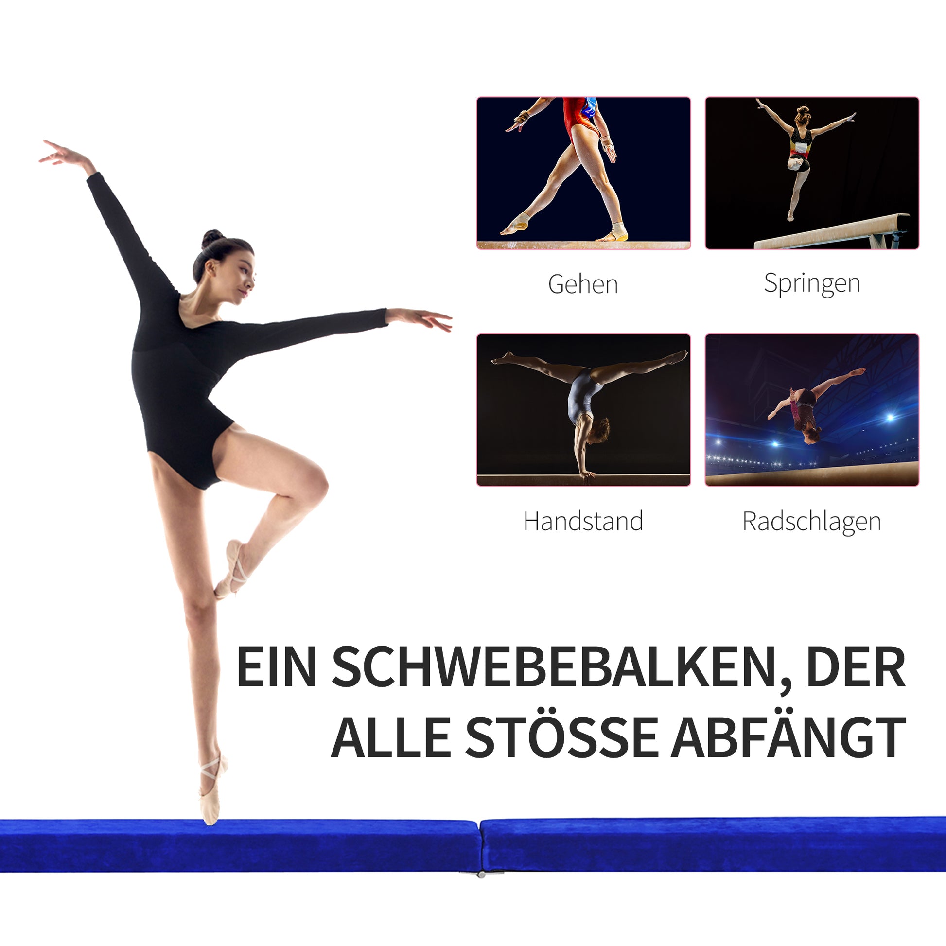 Balance Beam 210cm Foldable Gymnastics Balance Beam for Kids and Adults Gymnastics Beam, Training Equipment Balancing Beam for Home Fitness Training Gymnastics, Blue