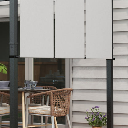 Pergola with 3 Sliding Canopies 3.5 x 3 x 2.35 m Black Steel Frame Light Gray High Density Polyester Canopy