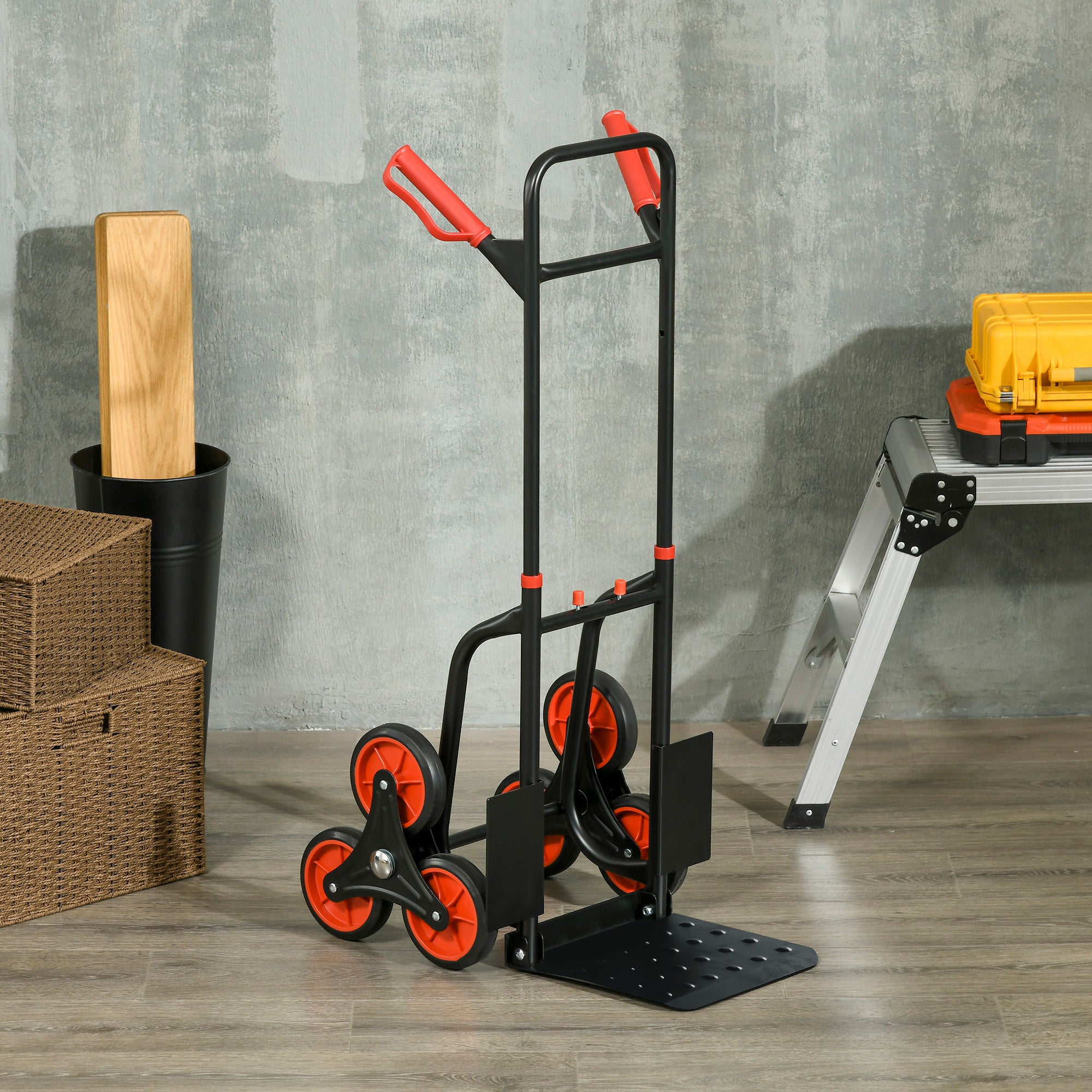 Stair Climber 120 kg Hand Truck Transport Cart Height Adjustable Handle Folding Steel 45 x 60 x 109 cm