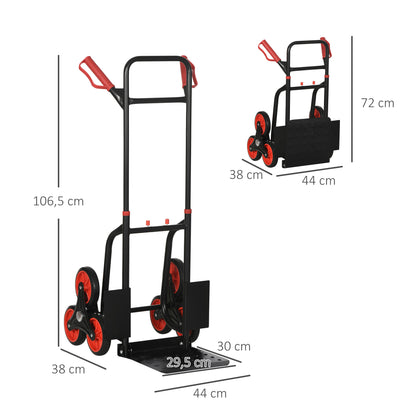 Stair Climber 120 kg Hand Truck Transport Cart Height Adjustable Handle Folding Steel 45 x 60 x 109 cm