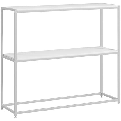 Entryway Console Table with Open Shelf and Anti-Tip Steel Frame for Living Room Hallway 100x30x87 cm White