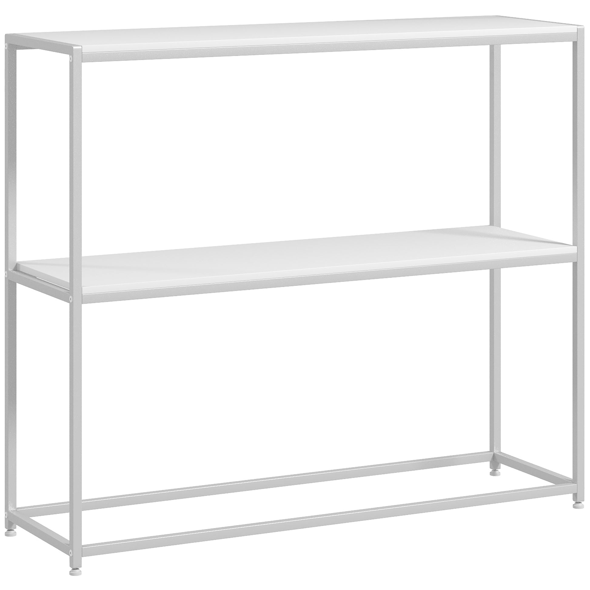 Entryway Console Table with Open Shelf and Anti-Tip Steel Frame for Living Room Hallway 100x30x87 cm White