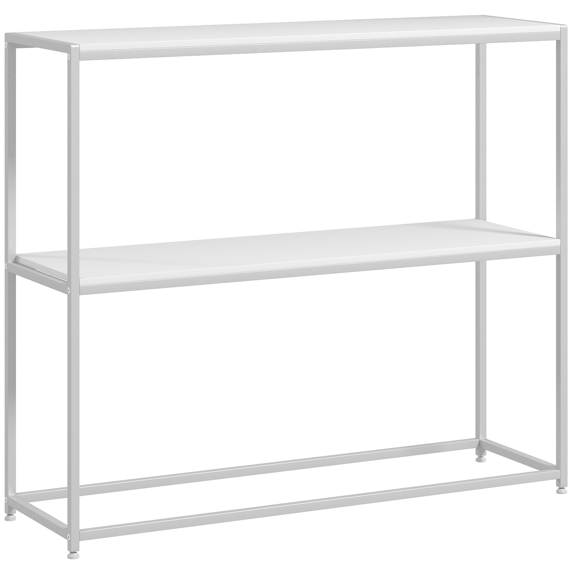 Entryway Console Table with Open Shelf and Anti-Tip Steel Frame for Living Room Hallway 100x30x87 cm White