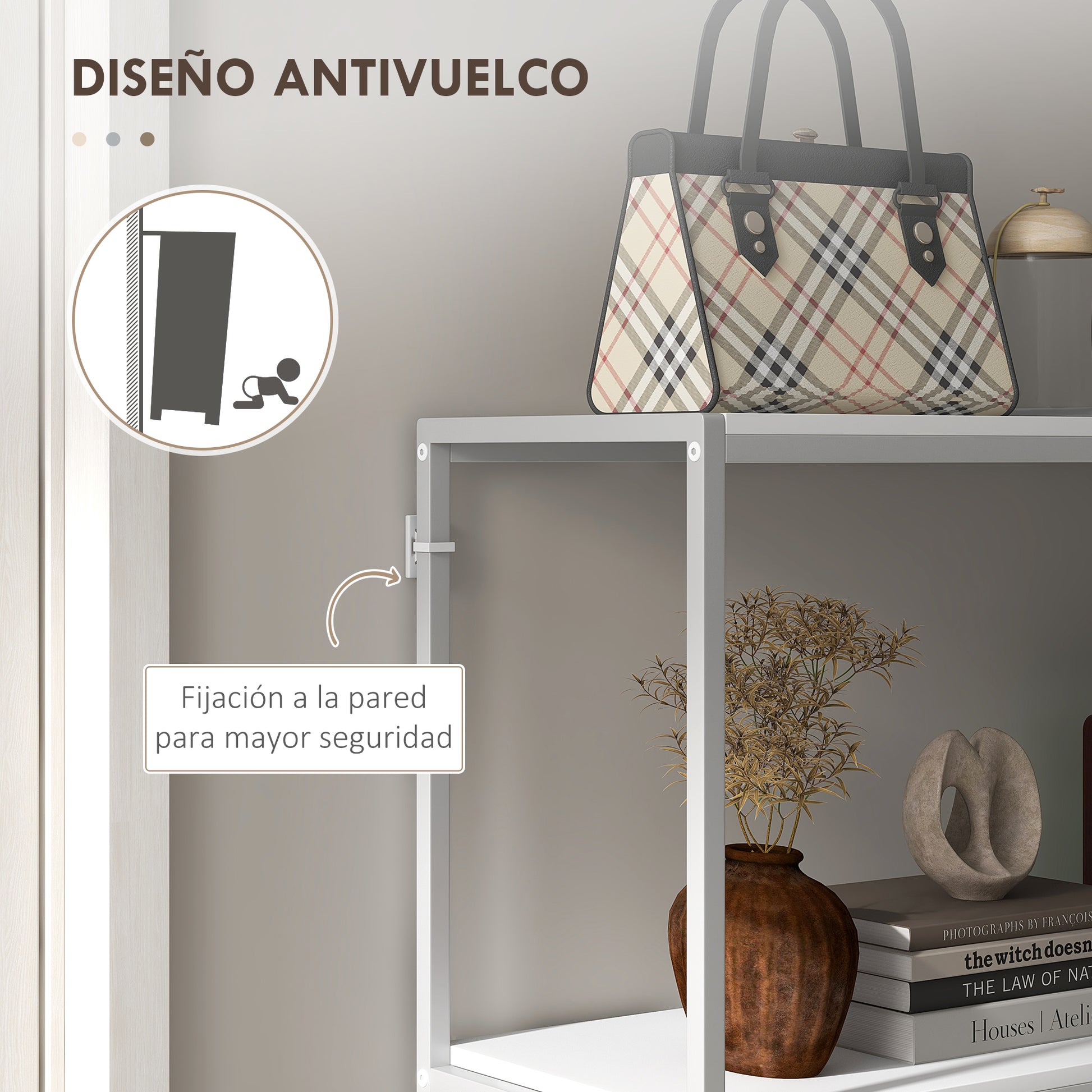 Entryway Console Table with Open Shelf and Anti-Tip Steel Frame for Living Room Hallway 100x30x87 cm White
