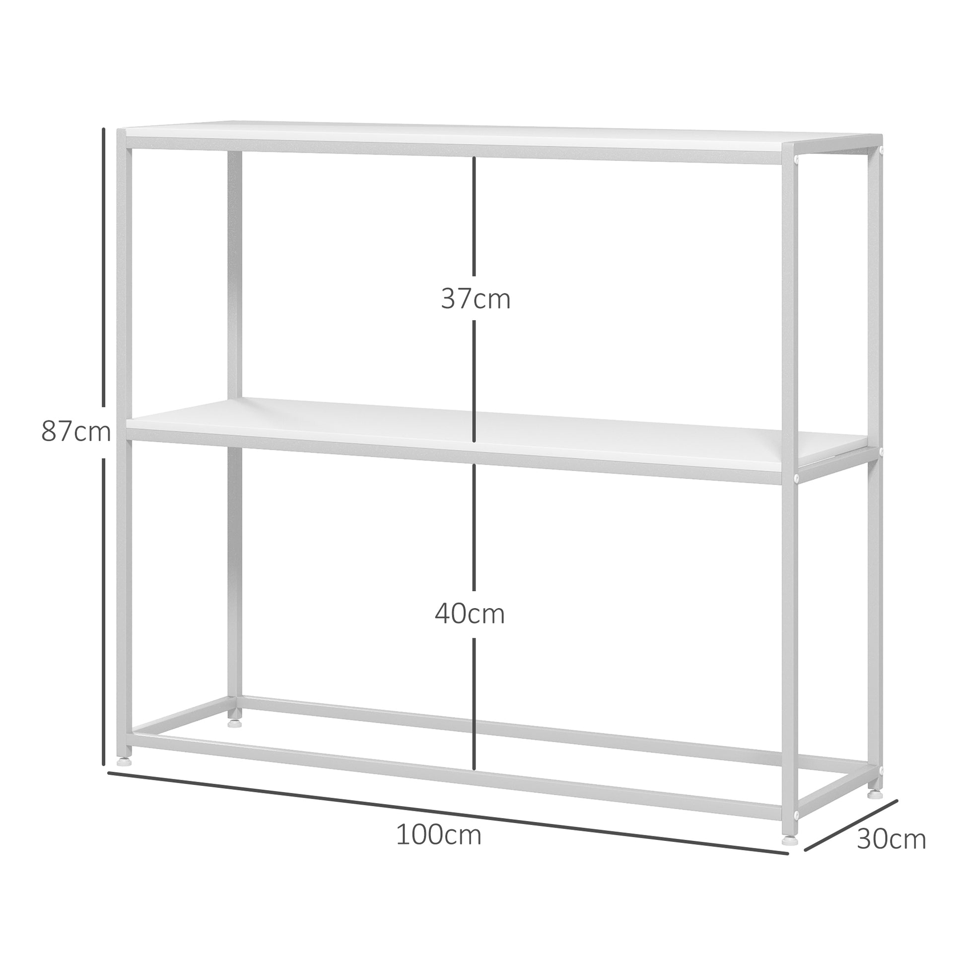 Entryway Console Table with Open Shelf and Anti-Tip Steel Frame for Living Room Hallway 100x30x87 cm White