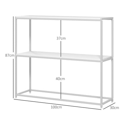 Entryway Console Table with Open Shelf and Anti-Tip Steel Frame for Living Room Hallway 100x30x87 cm White