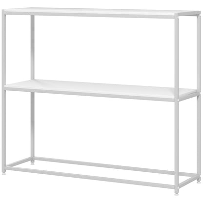 Entryway Console Table with Open Shelf and Anti-Tip Steel Frame for Living Room Hallway 100x30x87 cm White