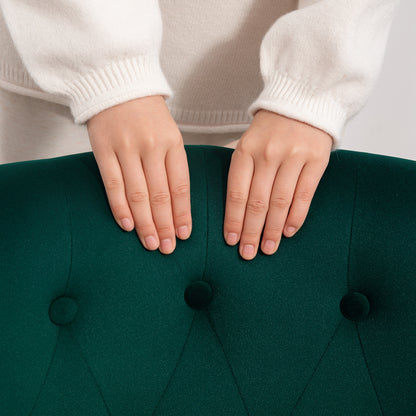 Living Room and Dining Room Armchair with Upholstered Seat, Bedroom Armchair with Wooden Legs and Velvet Effect Fabric, 60x66x79 cm, Green