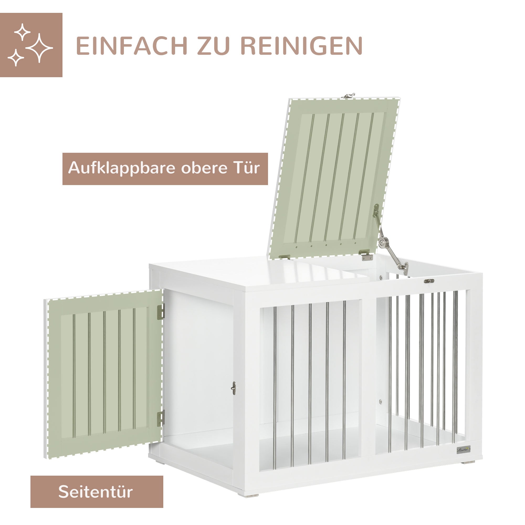 Dog Cage Furniture with 2 Doors Steel Dog Crate for Home Indoor Dog House for Medium Dogs up to 20 kg Side Table Dog Kennel 80 x 50 x 56.5 cm White