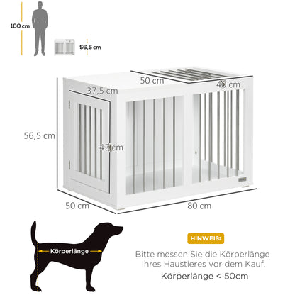 Dog Cage Furniture with 2 Doors Steel Dog Crate for Home Indoor Dog House for Medium Dogs up to 20 kg Side Table Dog Kennel 80 x 50 x 56.5 cm White
