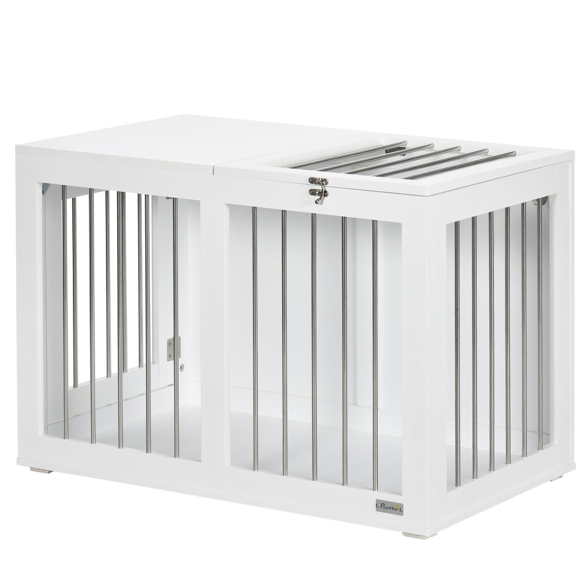 Dog Cage Furniture with 2 Doors Steel Dog Crate for Home Indoor Dog House for Medium Dogs up to 20 kg Side Table Dog Kennel 80 x 50 x 56.5 cm White
