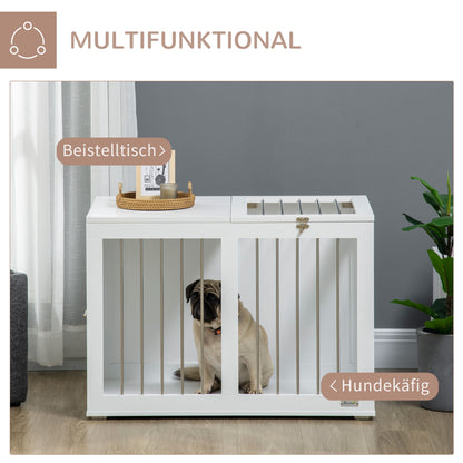 Dog Cage Furniture with 2 Doors Steel Dog Crate for Home Indoor Dog House for Medium Dogs up to 20 kg Side Table Dog Kennel 80 x 50 x 56.5 cm White