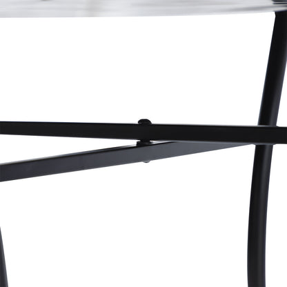 Garden Table Ø60 x H71cm, Weatherproof Patio Table Made of Metal, Outdoor Dining Table, Camping Side Table, Round Patio Table for Garden Terrace Balcony Orange+White