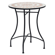 Garden Table Ø60 x H71cm, Weatherproof Patio Table Made of Metal, Outdoor Dining Table, Camping Side Table, Round Patio Table for Garden Terrace Balcony Orange+White