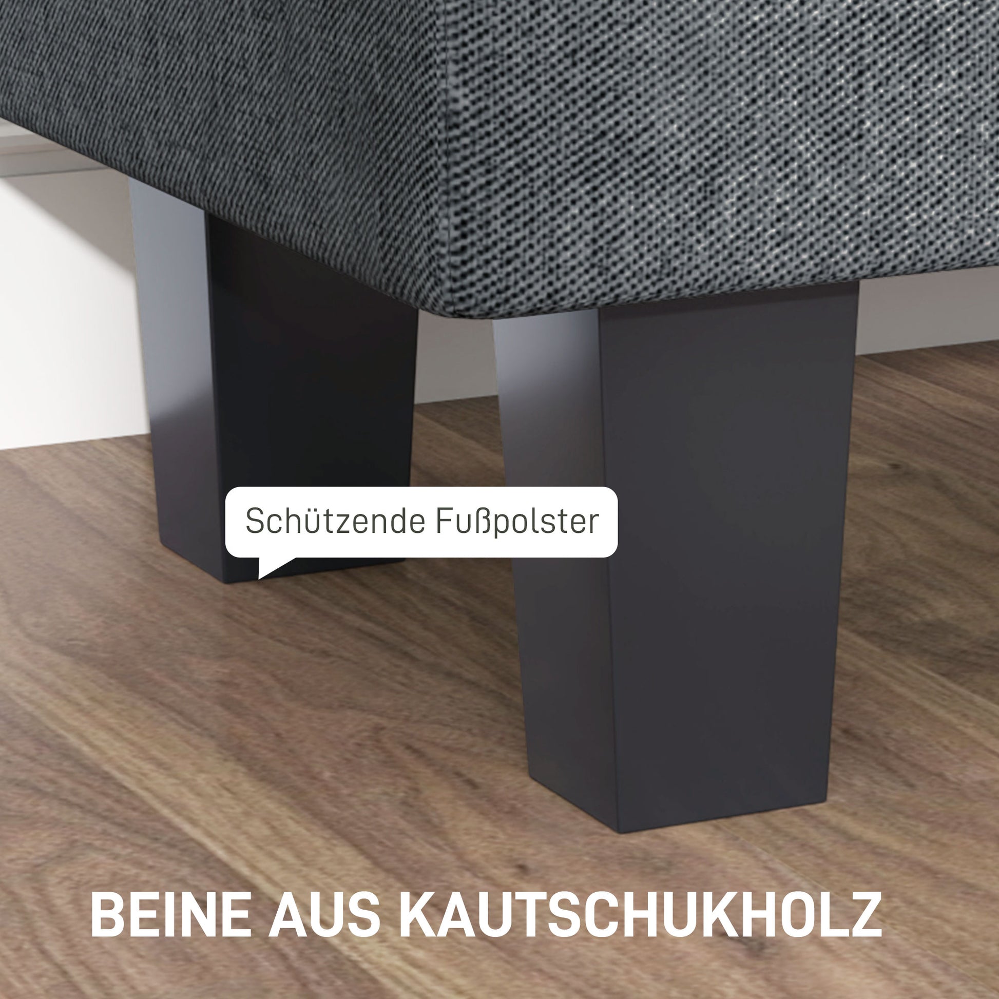 Storage Bench, Padded Bench with Linen Look, Wood Legs, Modern Bed Bench for Hallway, Bedroom, Living Room, 138 x 40 x 45 cm, Dark Gray
