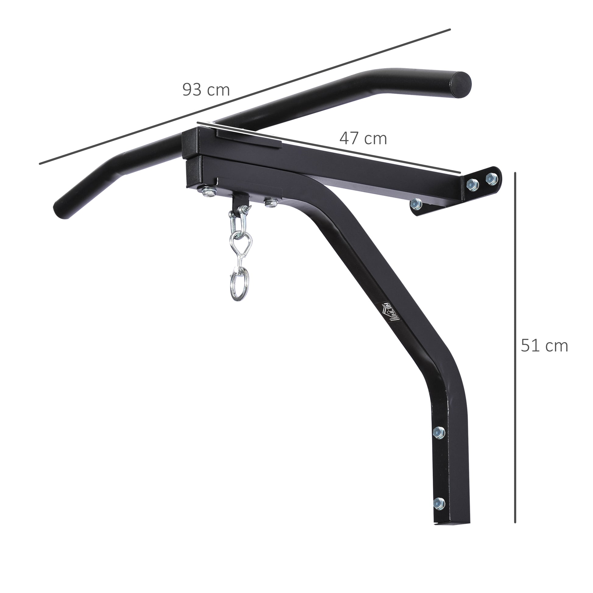 Punching Bag 2-in-1 Design Wall Mount Max Weight Capacity 130 kg Steel Punching Bag Holder with Mounting Screws Pull-Up Bar Punching Bag Hanger for Fitness Training