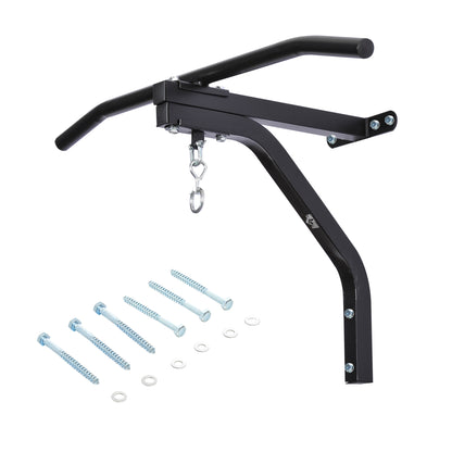 Punching Bag 2-in-1 Design Wall Mount Max Weight Capacity 130 kg Steel Punching Bag Holder with Mounting Screws Pull-Up Bar Punching Bag Hanger for Fitness Training