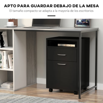 Mobile Office Filing Cabinet with Drawer and Cabinet Printer Stand for Study 40x35x60 cm Black