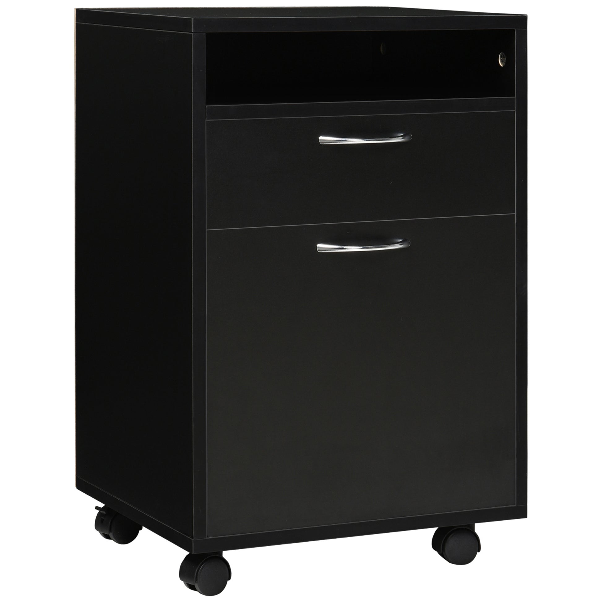 Mobile Office Filing Cabinet with Drawer and Cabinet Printer Stand for Study 40x35x60 cm Black