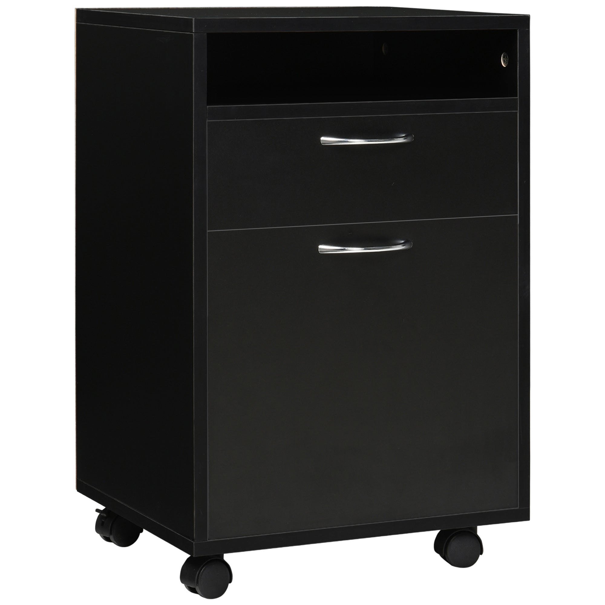 Mobile Office Filing Cabinet with Drawer and Cabinet Printer Stand for Study 40x35x60 cm Black