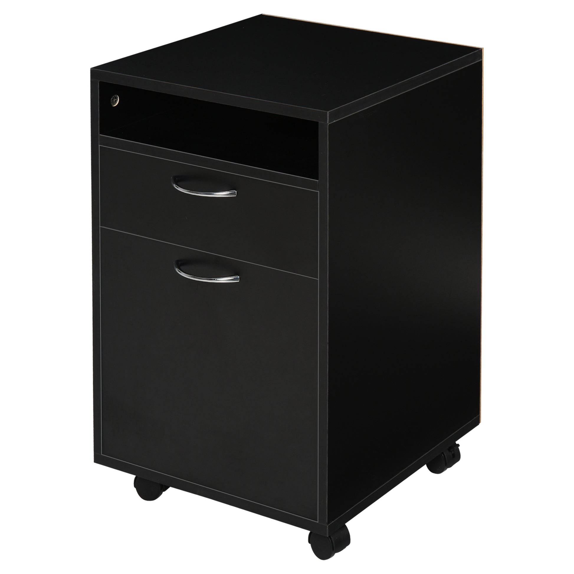 Mobile Office Filing Cabinet with Drawer and Cabinet Printer Stand for Study 40x35x60 cm Black