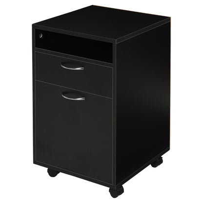 Mobile Office Filing Cabinet with Drawer and Cabinet Printer Stand for Study 40x35x60 cm Black