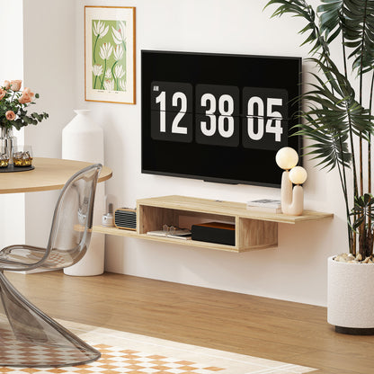 Floating Wall TV Stand with Shelf - Oak