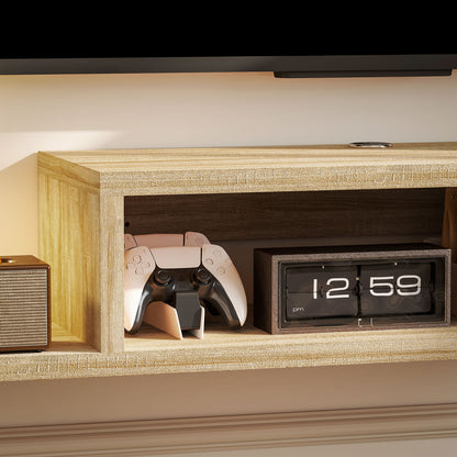 Floating Wall TV Stand with Shelf - Oak