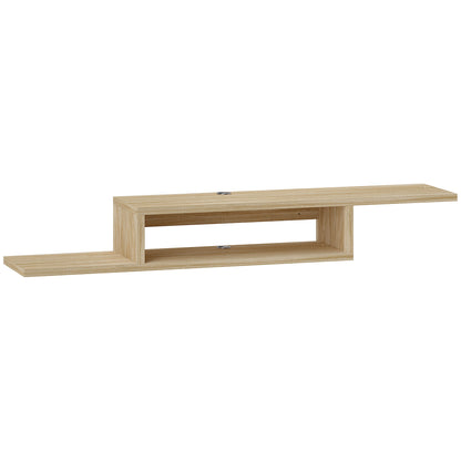 Floating Wall TV Stand with Shelf - Oak
