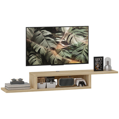 Floating Wall TV Stand with Shelf - Oak