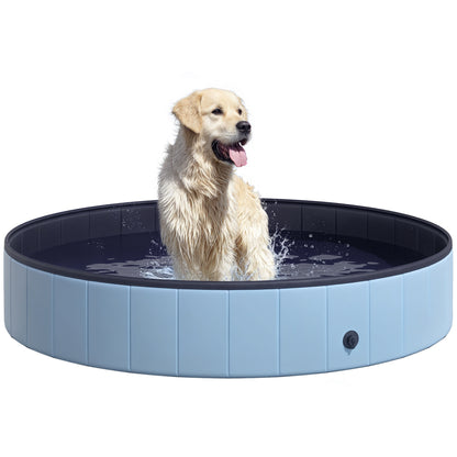 Dog Pool PVC Foldable Anti-slip Easy to Clean Basin Diameter 160 cm Height 30 cm Blue