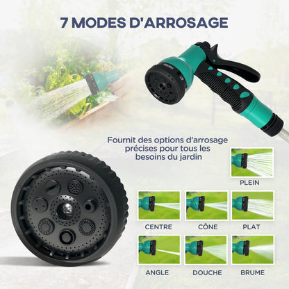 Hose Reel, Hose Reel, 25+2m, with Wall Mount + Handle, 180° Swivel, 7 Watering Options, Light Gray