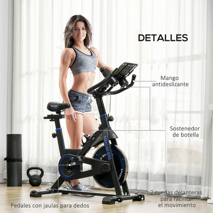 Indoor Exercise Bike with Adjustable Resistance Fitness Bike with 8 kg Inertia Flywheel LCD Display Adjustable Handlebar and Seat for Home Gym Blue