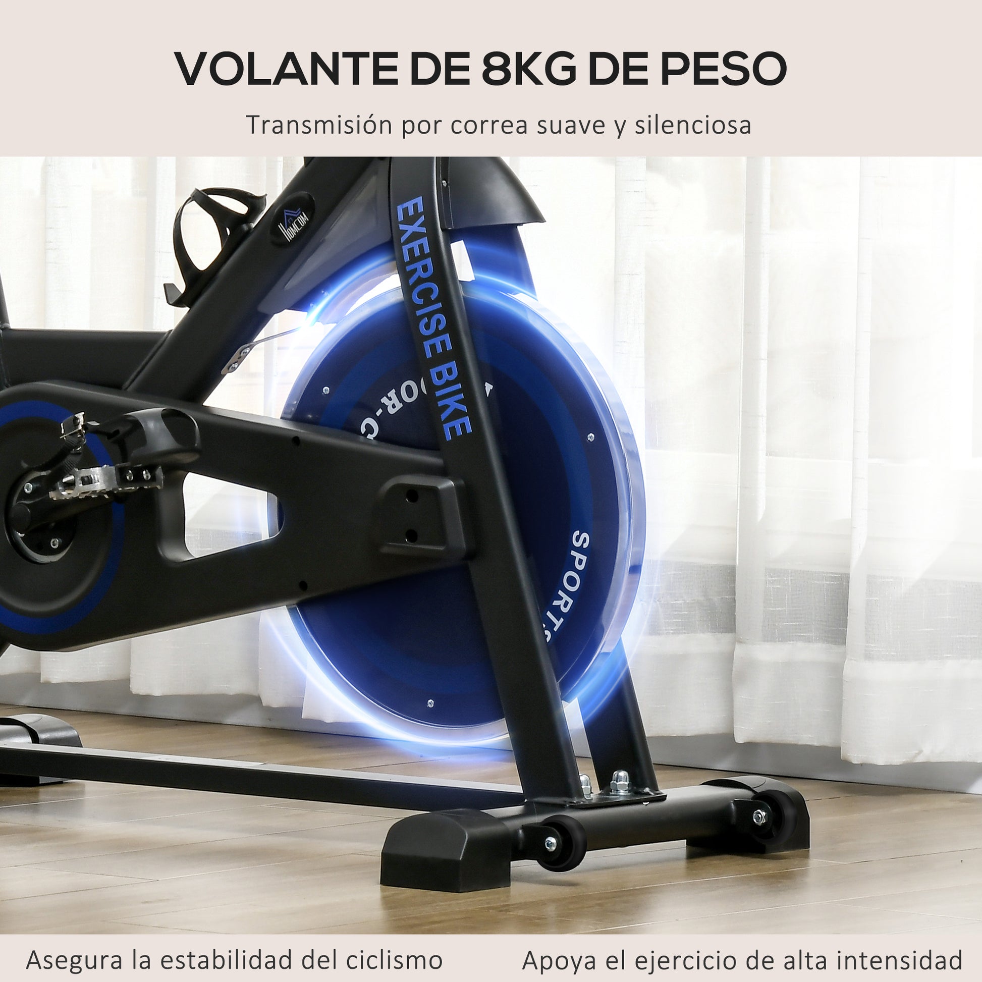 Indoor Exercise Bike with Adjustable Resistance Fitness Bike with 8 kg Inertia Flywheel LCD Display Adjustable Handlebar and Seat for Home Gym Blue