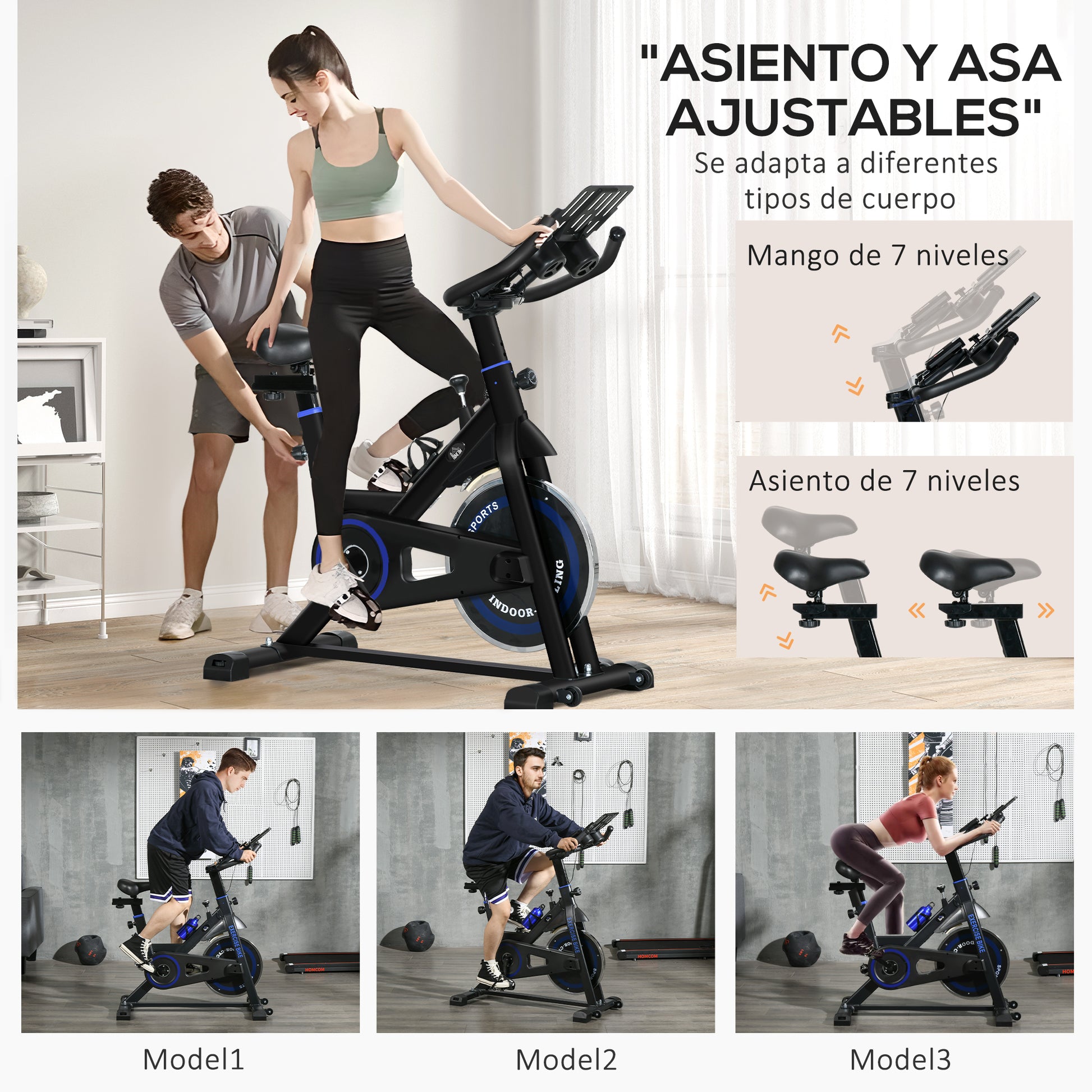 Indoor Exercise Bike with Adjustable Resistance Fitness Bike with 8 kg Inertia Flywheel LCD Display Adjustable Handlebar and Seat for Home Gym Blue