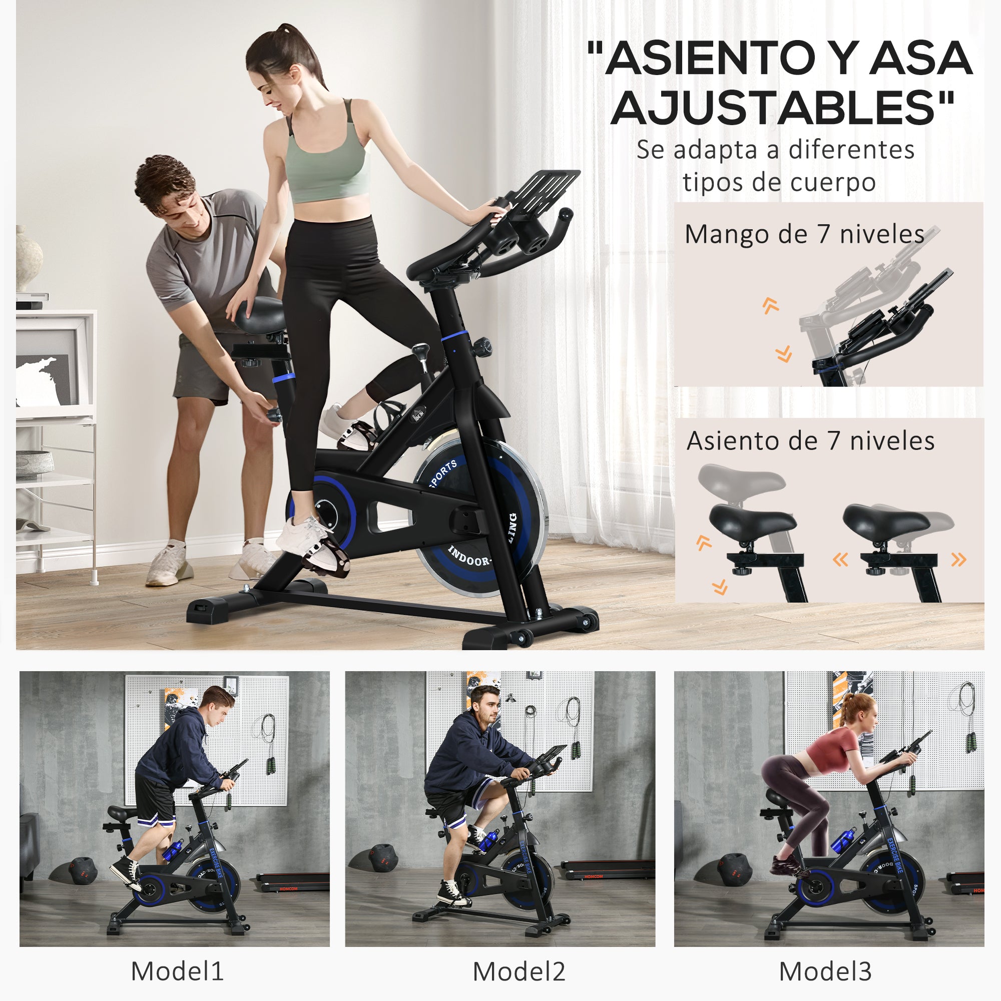 Indoor Exercise Bike with Adjustable Resistance Fitness Bike with 8 kg Inertia Flywheel LCD Display Adjustable Handlebar and Seat for Home Gym Blue