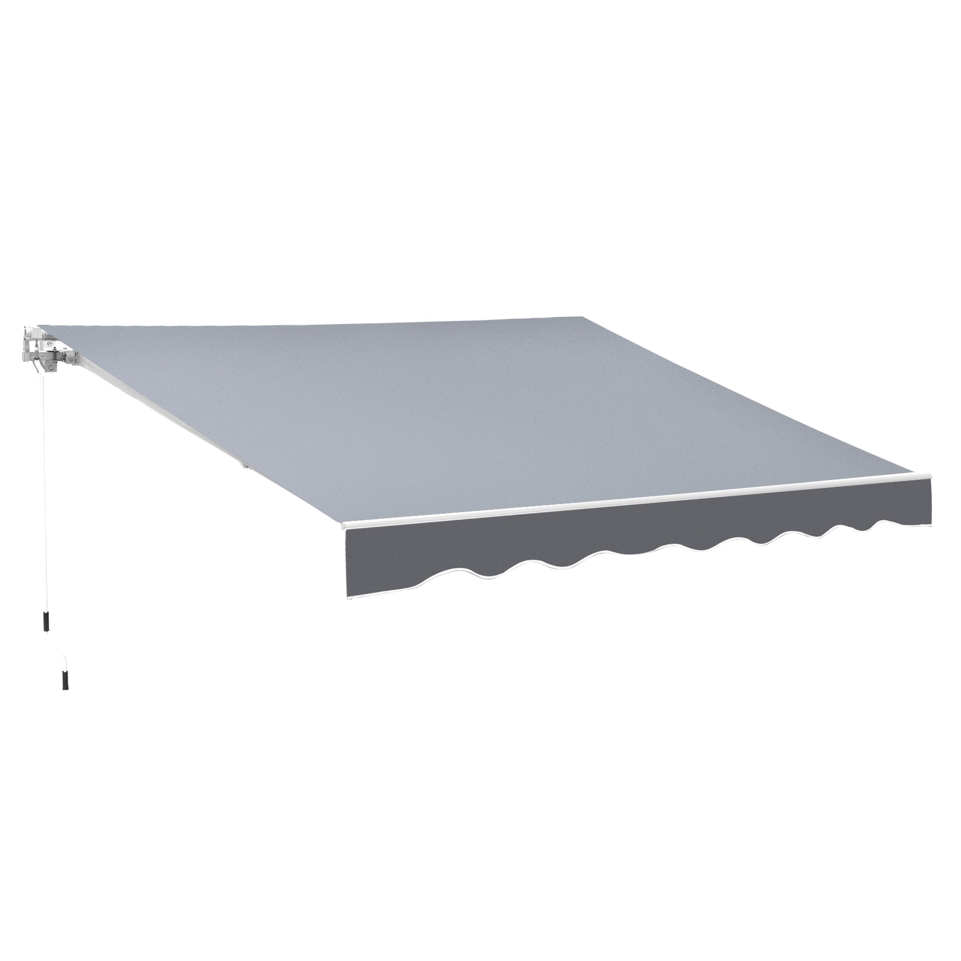 Retractable Manual Awning dim. 2.5W x 2D (projection) m adjustable tilt aluminum awning high-density waterproof gray polyester