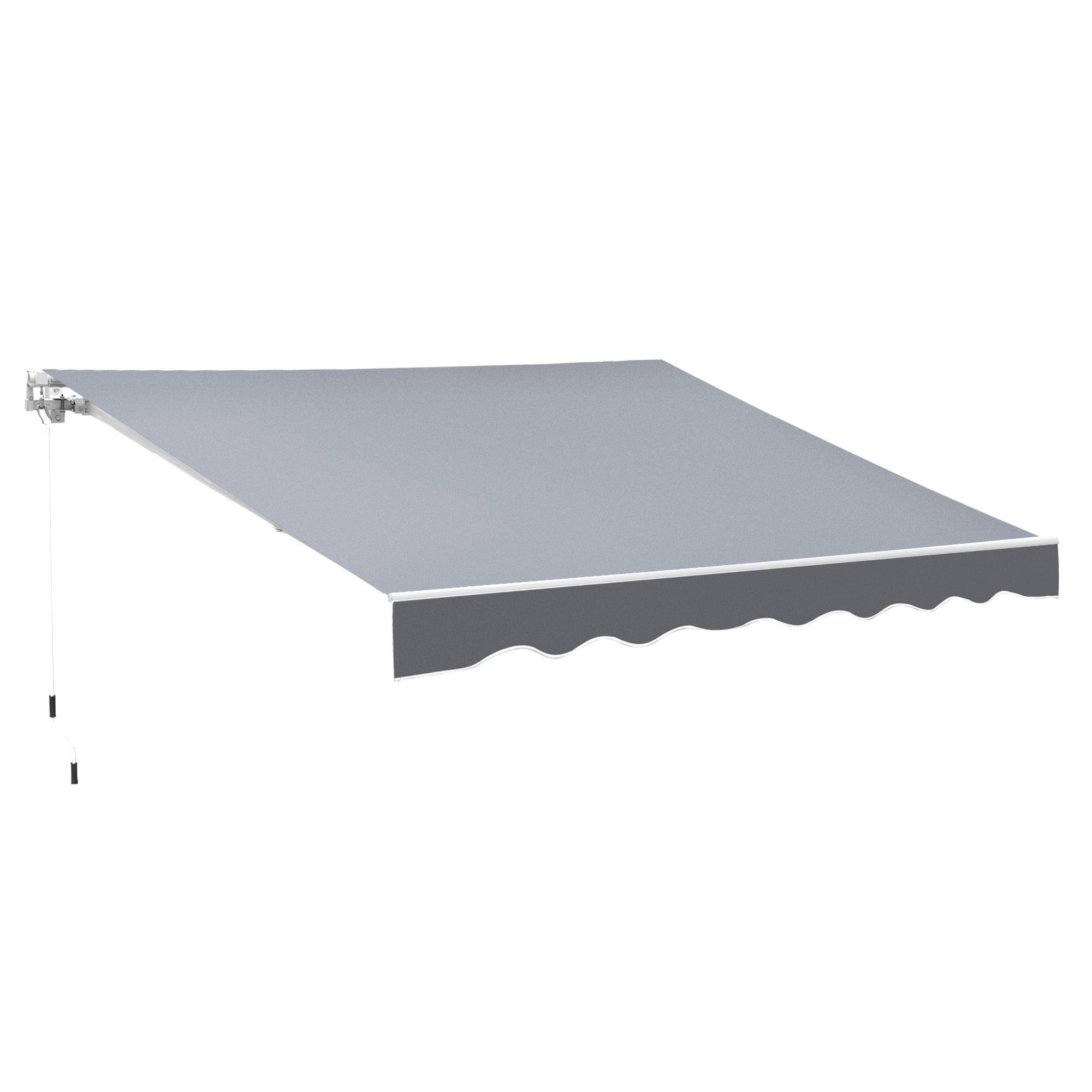 Retractable Manual Awning dim. 2.5W x 2D (projection) m adjustable tilt aluminum awning high-density waterproof gray polyester