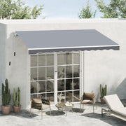Retractable Manual Awning dim. 2.5W x 2D (projection) m adjustable tilt aluminum awning high-density waterproof gray polyester