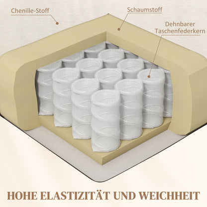 Recliner Chair, TV Chair with Reclining Function, Rocking Function, Swivel TV Chair with Footstool, Side Pocket, Chenille Look for Living Room, up to 150 kg, Cream