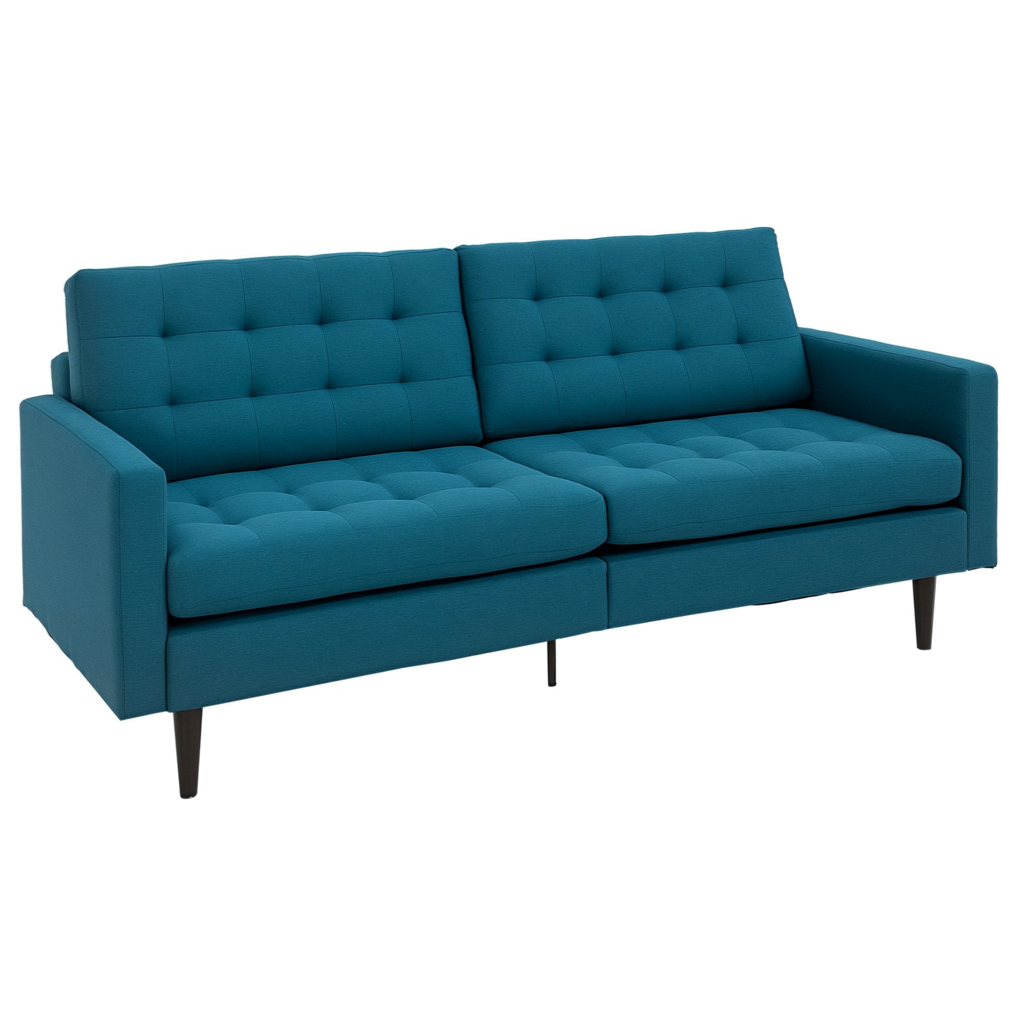 Contemporary Design 3-Seater Convertible Sofa Independently Reclining Backrest 3 Positions Duck Blue Linen