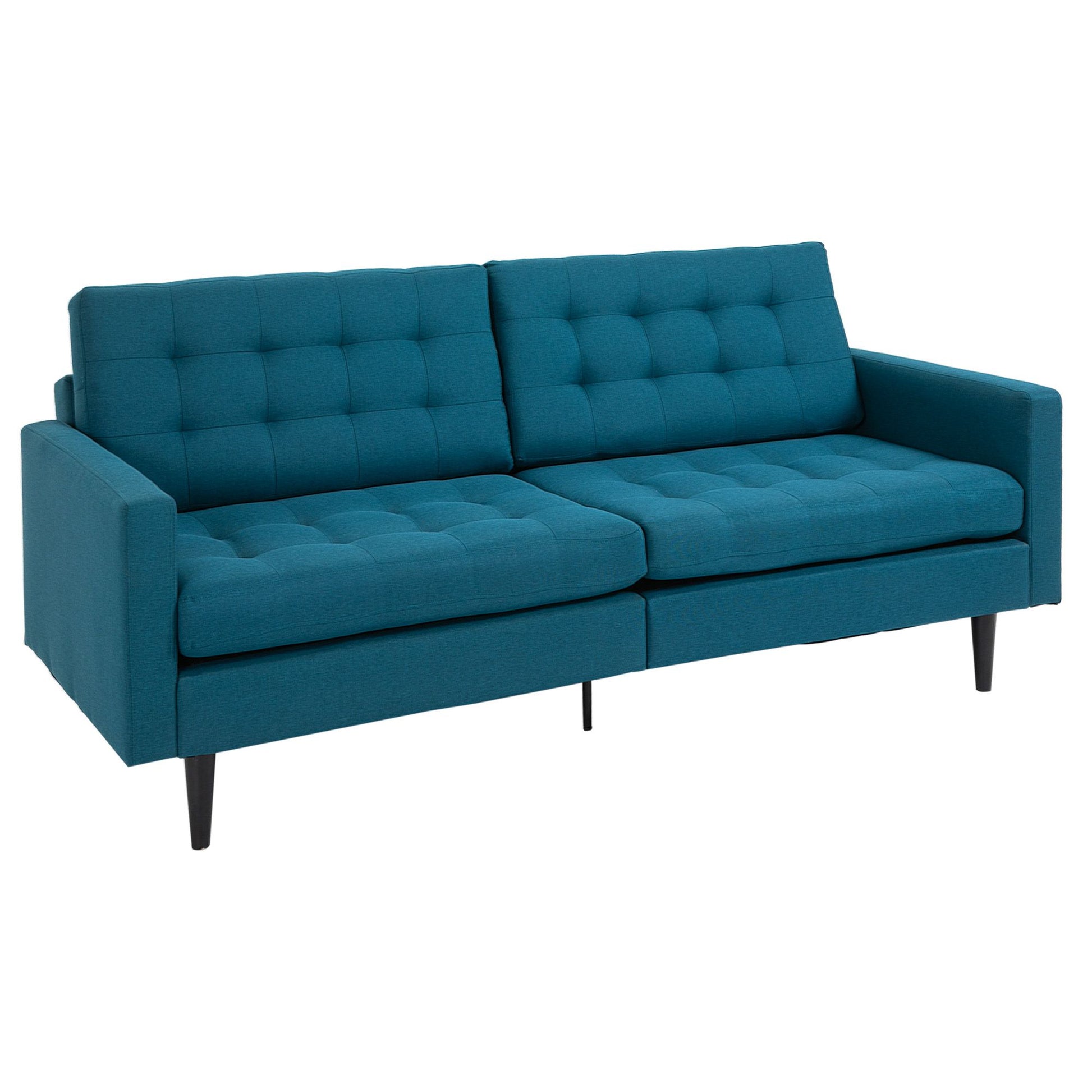 Contemporary Design 3-Seater Convertible Sofa Independently Reclining Backrest 3 Positions Duck Blue Linen