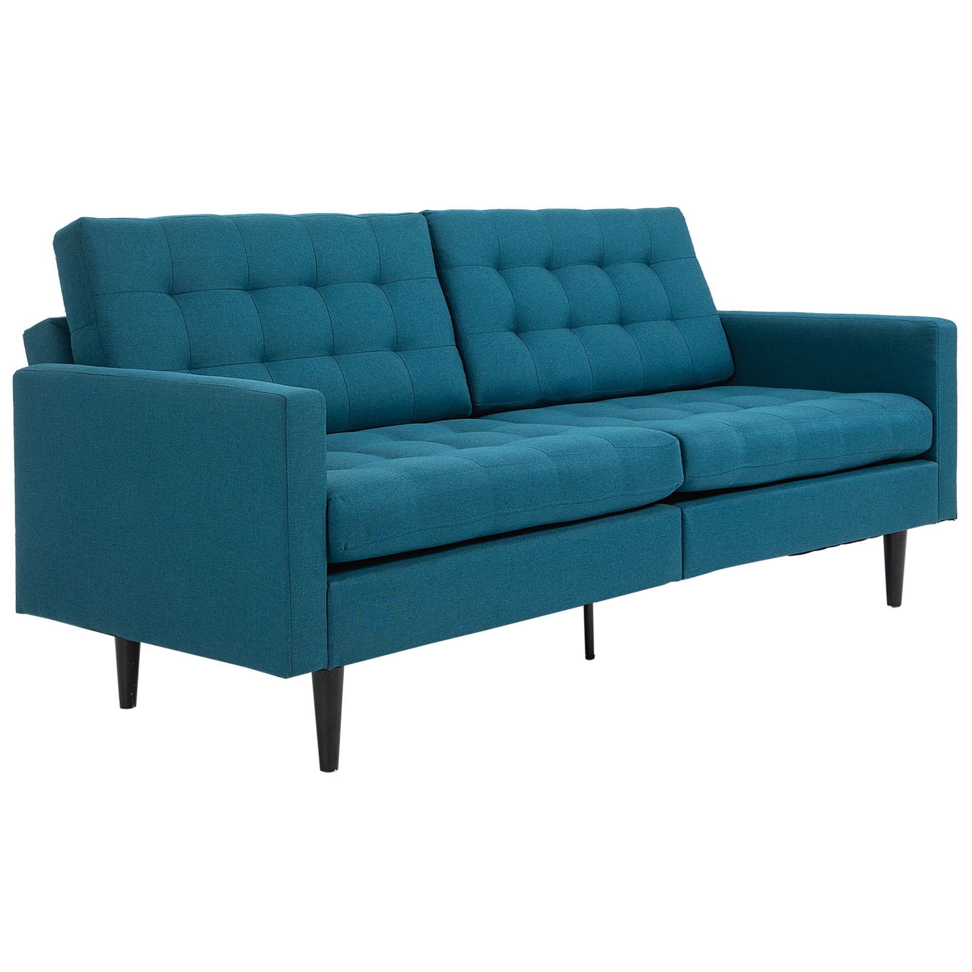 Contemporary Design 3-Seater Convertible Sofa Independently Reclining Backrest 3 Positions Duck Blue Linen