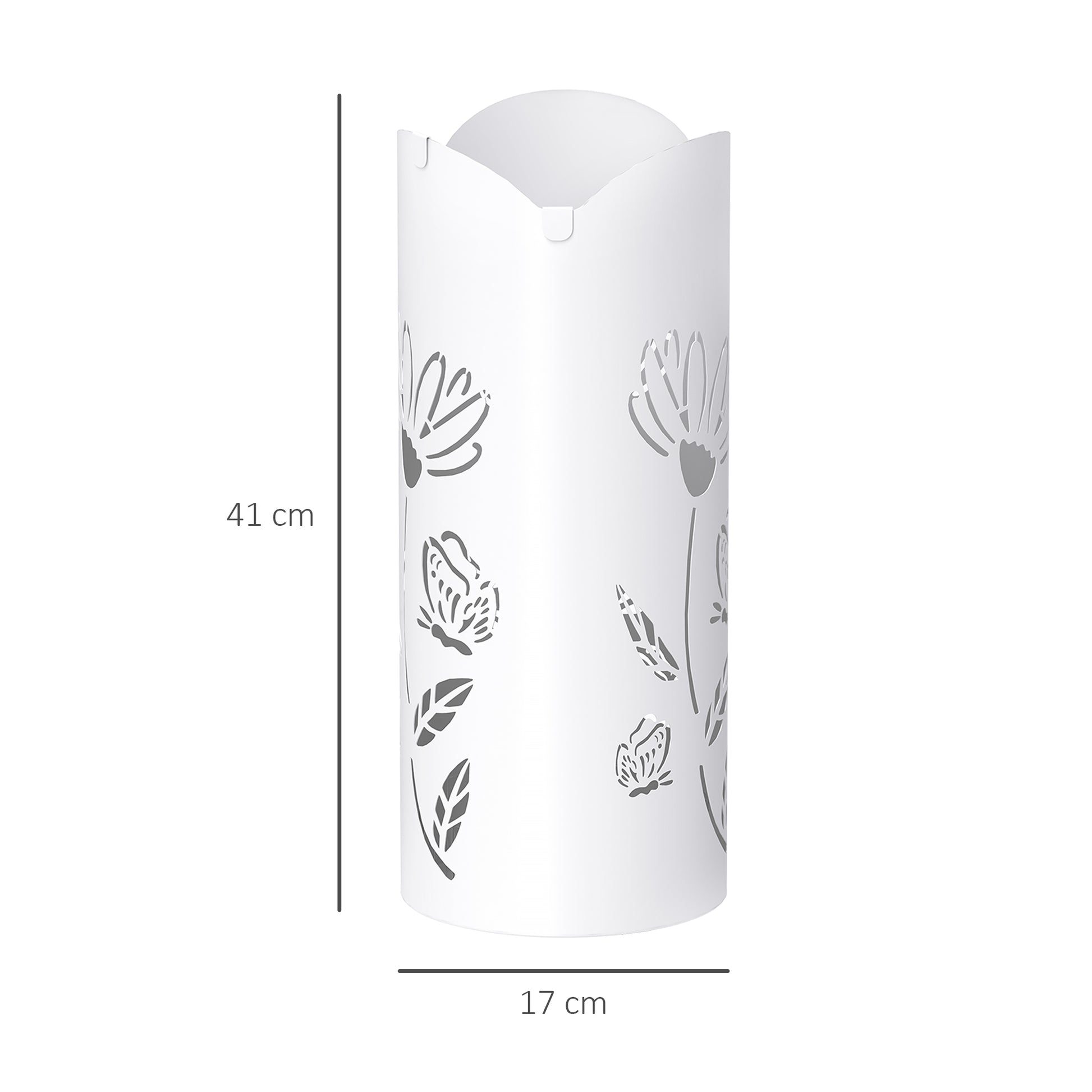 Steel Umbrella Stand with 4 Hooks and Removable Drip Tray White Umbrella Holder for Entryway Office 17x17x41 cm