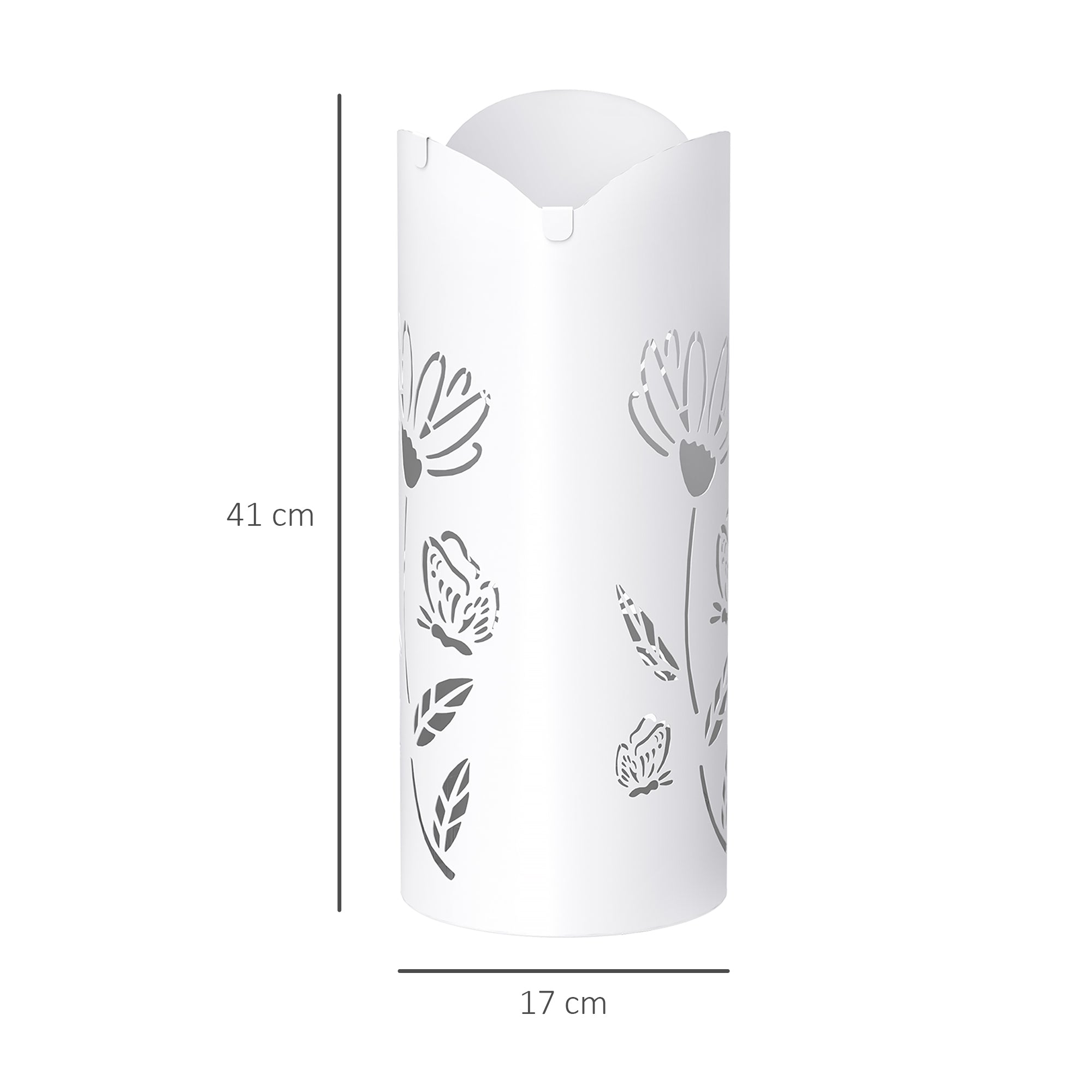 Steel Umbrella Stand with 4 Hooks and Removable Drip Tray White Umbrella Holder for Entryway Office 17x17x41 cm