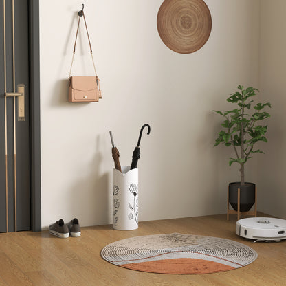 Steel Umbrella Stand with 4 Hooks and Removable Drip Tray White Umbrella Holder for Entryway Office 17x17x41 cm
