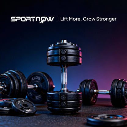 SPORTNOW Adjustable Dumbbell 11–55 lb (5–25 kg) with Storage Base — 5 Weight Levels, Anti-Slip Handle, Octagonal Plates, Space-Saving for Home & Office