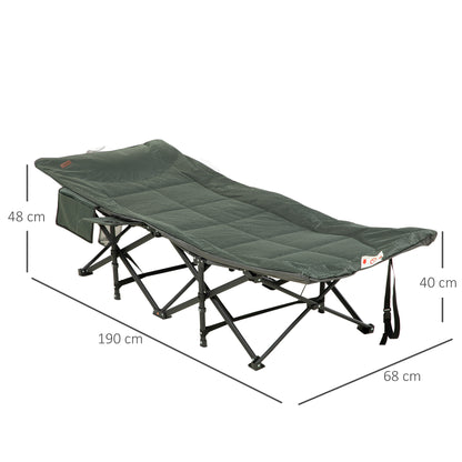 Camping Bed, Camp Bed with Bag, Folding Bed with Cup Holder, for Swimming Pool, Balcony, up to 120 kg, Gray, 68 x 190 x 48cm