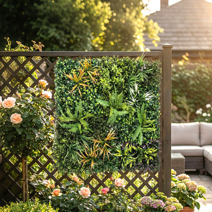 Artificial Ivy Hedge Roll, 1 x 1 m (39.4 x 39.4 in) Privacy Fence Panel — Easy-Mount Green Foliage for Balcony, Patio & Outdoor Decor