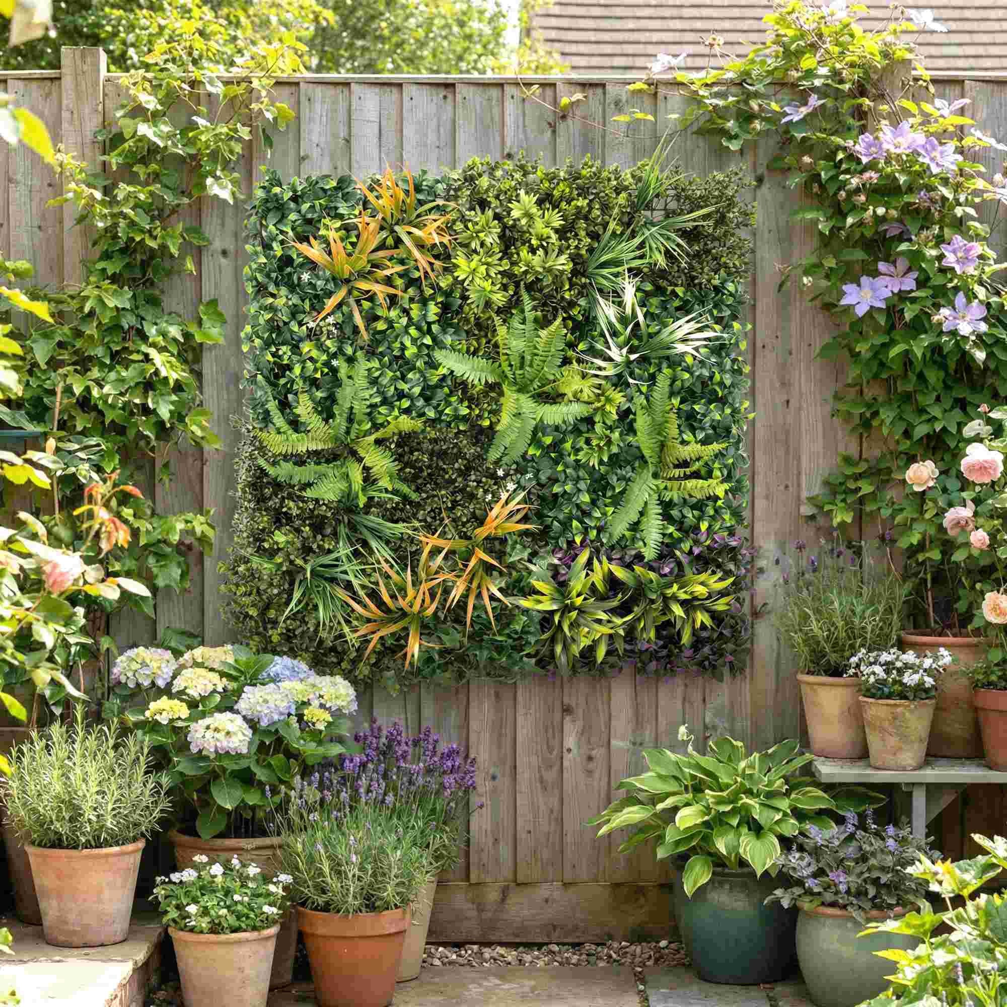 Artificial Ivy Hedge Roll, 1 x 1 m (39.4 x 39.4 in) Privacy Fence Panel — Easy-Mount Green Foliage for Balcony, Patio & Outdoor Decor